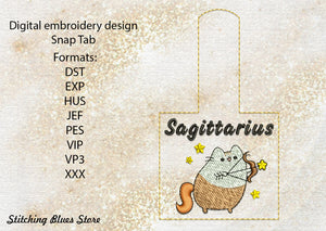 Sagittarius Zodiacs Snap Tab machine embroidery design
