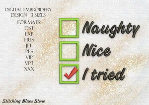Check Santas Naughty or Nice List - Christmas machine embroidery design - New Year