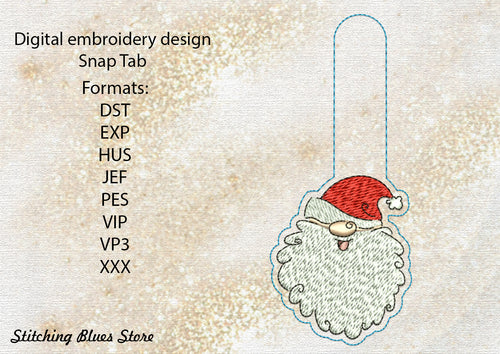 Santa Claus Snap Tab machine embroidery design