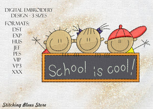 School is cool machine embroidery design