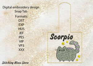 Scorpio Zodiacs Snap Tab machine embroidery design