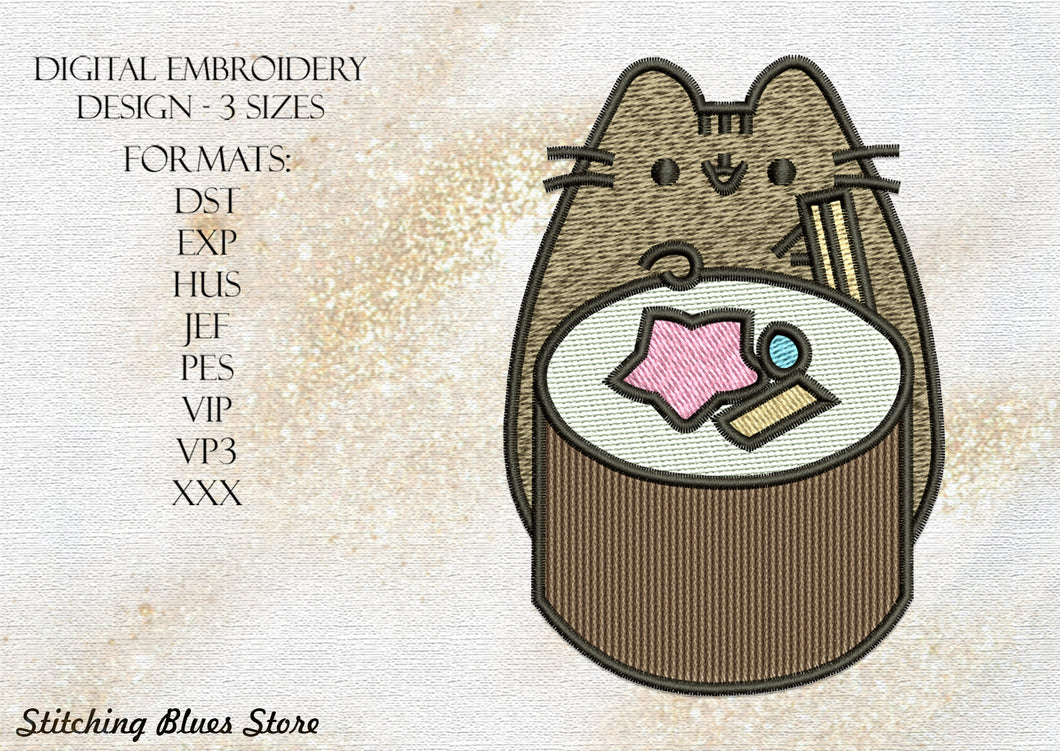 Sushi Cat machine embroidery design