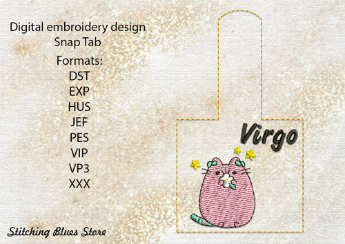 Virgo Zodiacs Snap Tab machine embroidery design