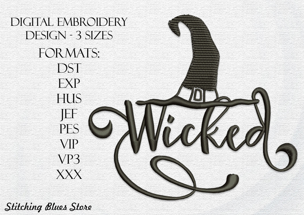 Wicked machine embroidery design