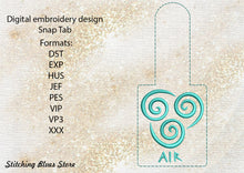 Load image into Gallery viewer, Air Element Snap Tab machine embroidery design
