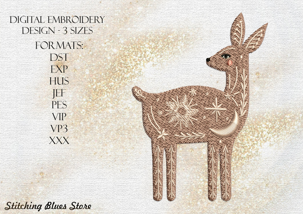 Christmas Fawn machine embroidery design