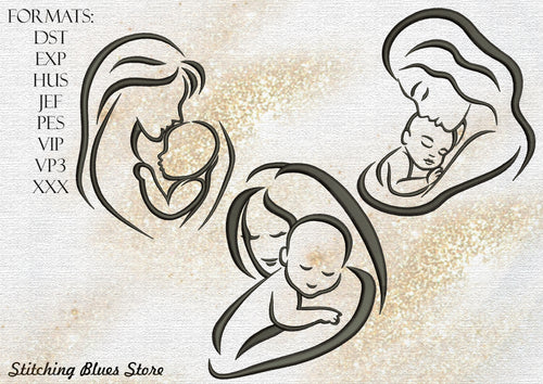 Baby and mother machine embroidery designs - set of 3 qty