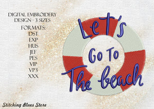 Let's go to the beach machine embroidery design