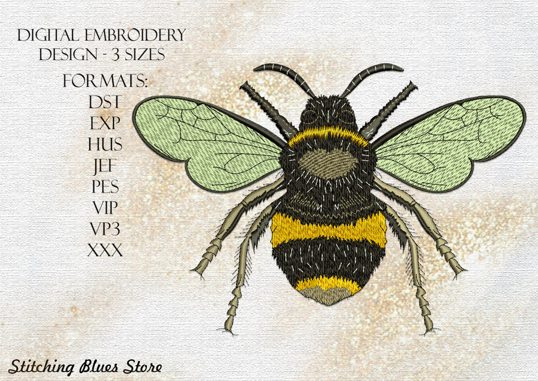 Bee machine embroidery design