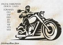 Load image into Gallery viewer, The machine embroidery design Biker on chopper motorcycle