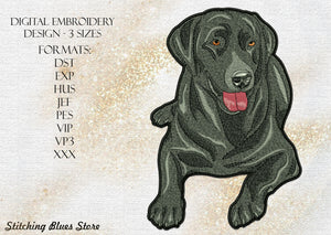 Black dog machine embroidery design