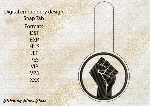 Black Lives Matter Snap Tab machine embroidery design - logo