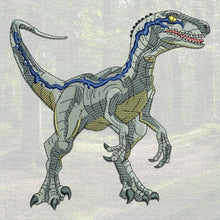 Load image into Gallery viewer, Blue Velociraptor - machine embroidery design - Jurassic Park