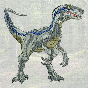 Blue Velociraptor - machine embroidery design - Jurassic Park
