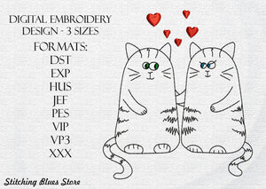 Cats in love - Valentine's Day - machine embroidery design