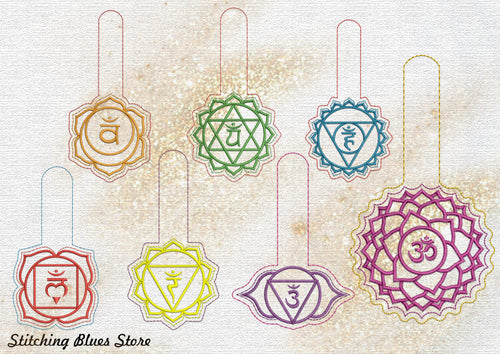 Set of the 7 Snap Tab Chakras machine embroidery designs