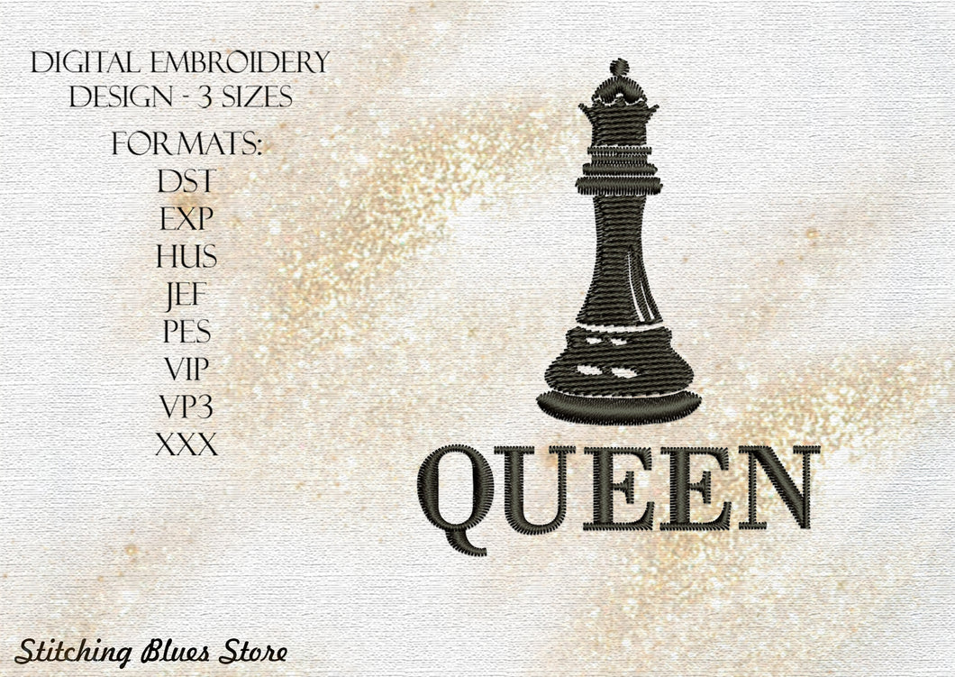 Chess Queen machine embroidery design