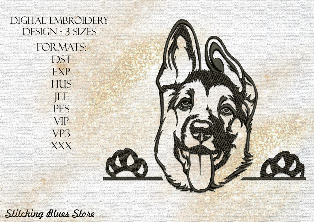 Cute Shepherd dog machine embroidery design