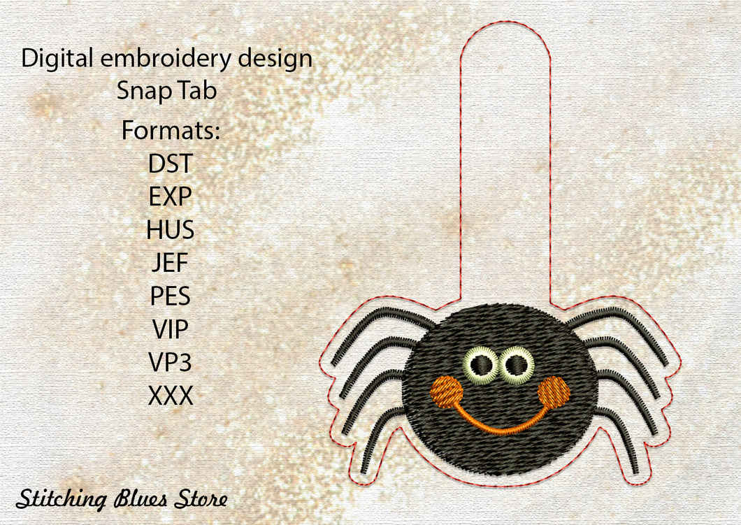 Cute Spider Snap Tab Machine Embroidery Design – Stitching Blues