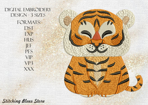 Cute Tiger machine embroidery design