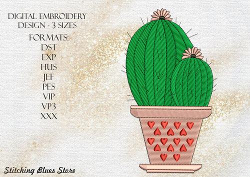 Cute Cactus machine embroidery design