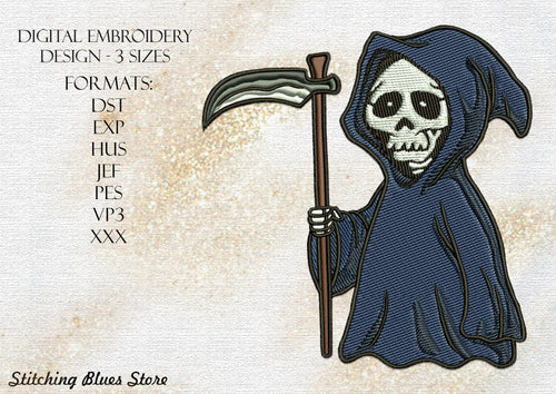 Grim Reaper machine embroidery design