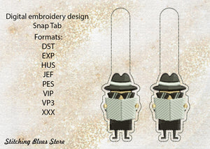 Detective Snap Tab machine embroidery design