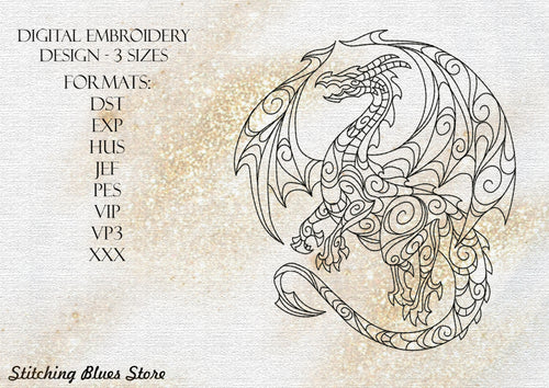 Dragon - machine embroidery design