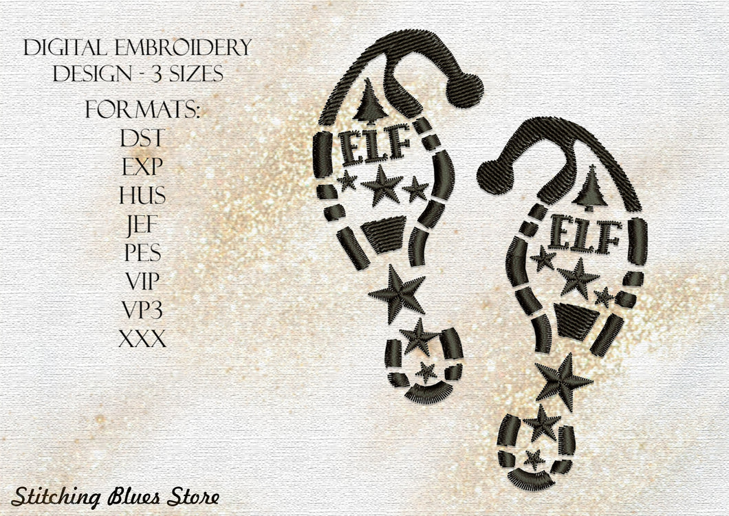 Christmas Elf Footprints - machine embroidery design
