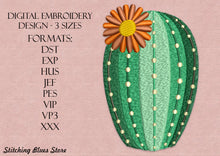 Load image into Gallery viewer, Cactus with flower machine embroidery design