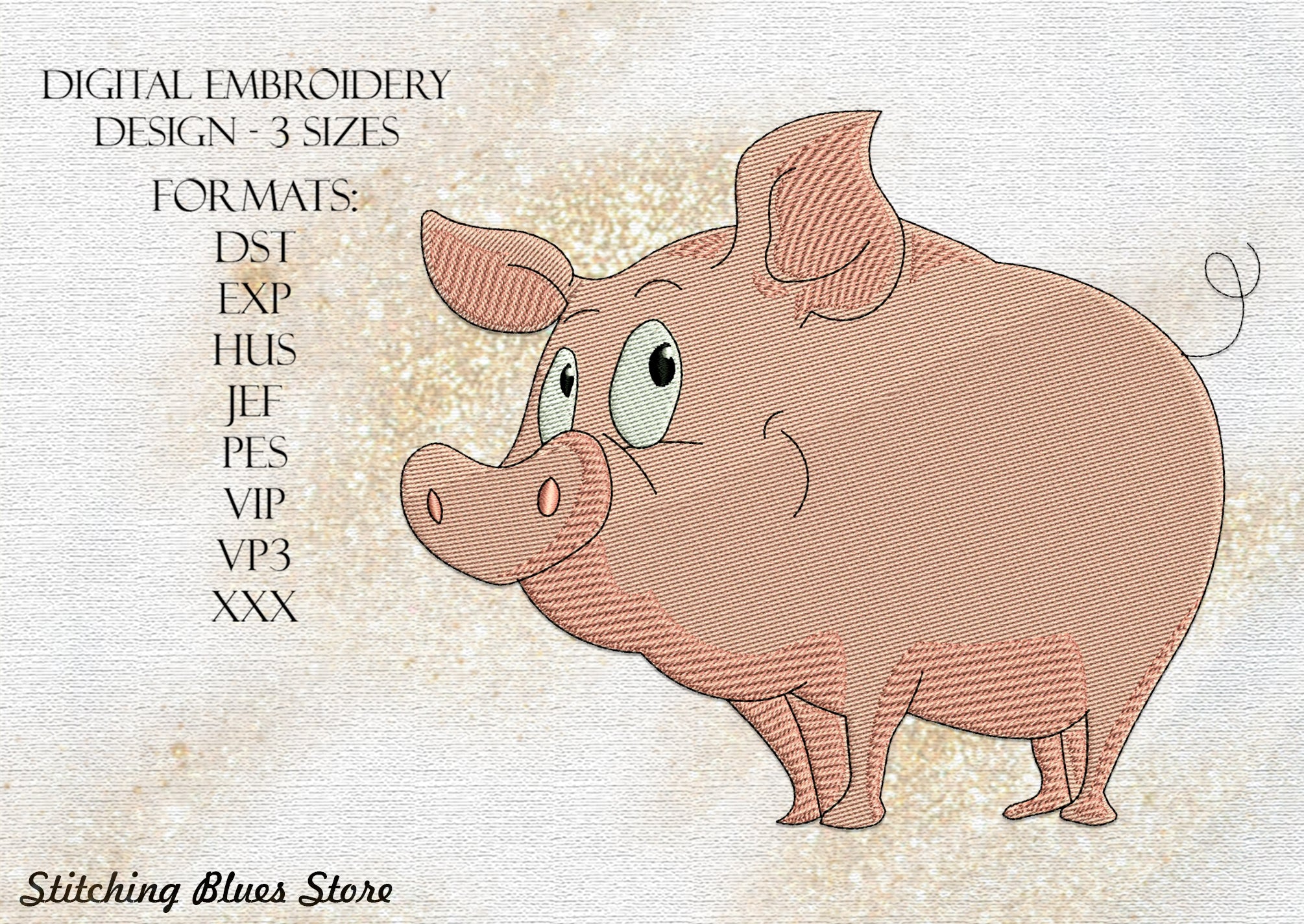 Funny Pig machine embroidery design – Stitching Blues