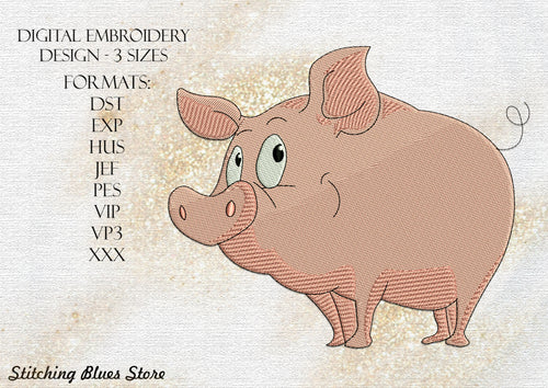 Funny Pig machine embroidery design