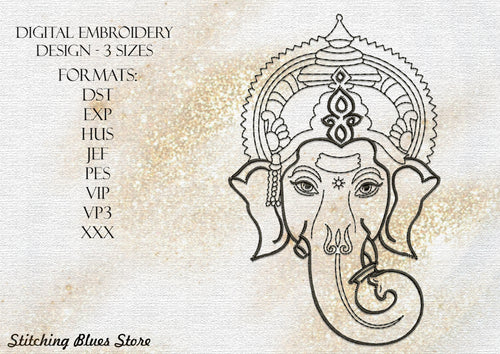 Portrait of Ganesha machine embroidery design