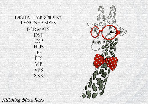 Stylish giraffe - machine embroidery design