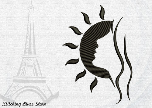 Girl & Sun machine embroidery design