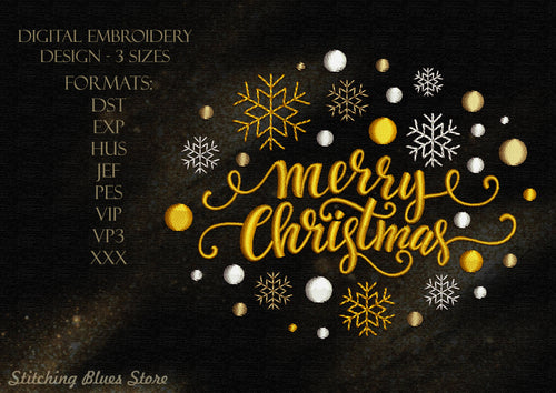 Merry Christmas machine embroidery design - New Year