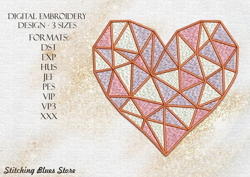 Graphic Heart machine embroidery design - Valentines Day