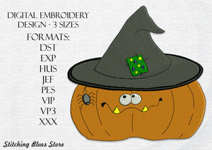 Halloween pumpkin machine embroidery design - Jack-O-Lantern