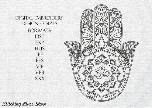 Hamsa the Hand of Fatima machine embroidery design