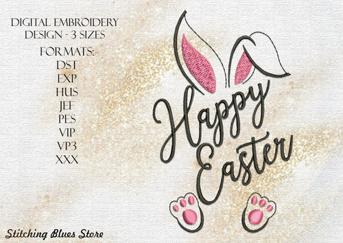 Happy Easter machine embroidery design