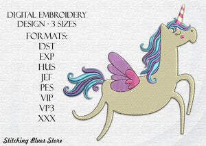 Happy unicorn machine embroidery design