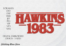 Load image into Gallery viewer, Hawkins machine embroidery design
