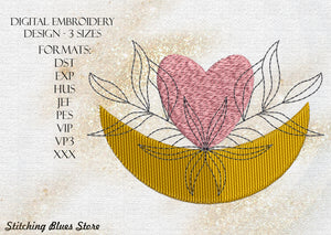 Heart & Moon - Valentines Day - machine embroidery design