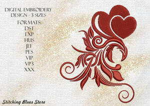 Hearts machine embroidery design - Valentine's Day