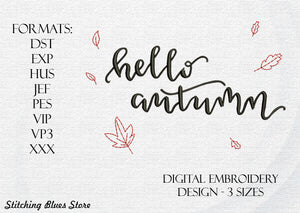 Hello Autumn machine embroidery design