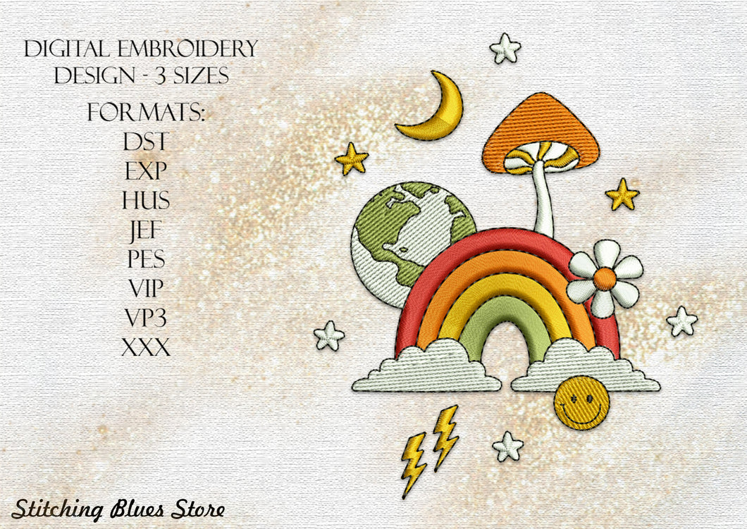 Hippy machine embroidery design - Mushrooms