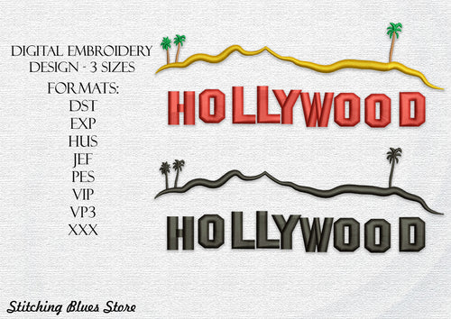 Hollywood - machine embroidery design