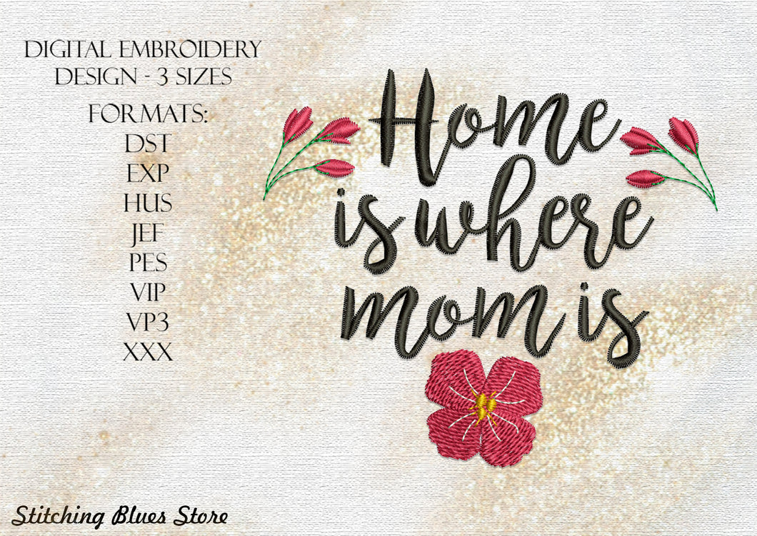 Home Is Where Mom Is machine embroidery design