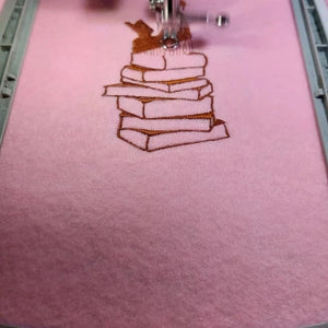 Girls Silhouette Reading Books machine embroidery design