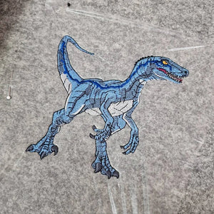 Blue Velociraptor - machine embroidery design